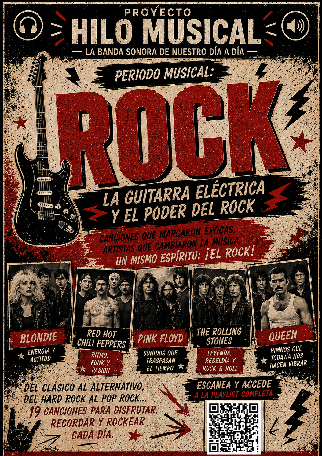 Cartel del Hilo Musical dedicado al Rock