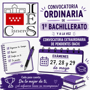 Convocatoria ORDINARIA 1ºBACH y EXTRORDINARIA Pendientes (BACH)