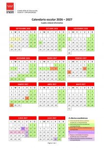 Calendario escolar 2026-2027