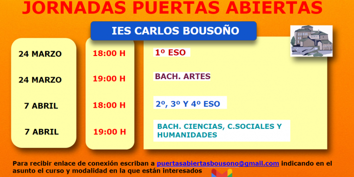 JORNADAS PUERTAS ABIERTAS ONLINE-CALENDARIO .