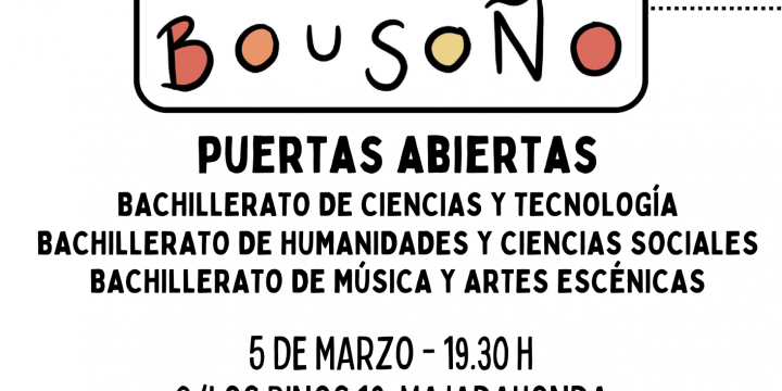 JORNADA DE PUERTAS ABIERTAS 1ºBACHILLERATO: 5 MARZO 19:30h