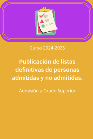 Publicación de listas definitivas de personas admitidas y no admitidas