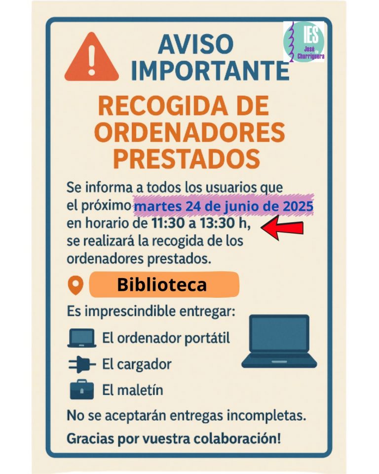Devolución de portátiles prestados al alumnado