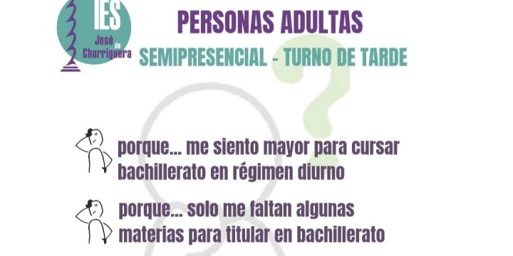 Bachillerato de Personas Adultas: ¡Abierta matrícula hasta el 15 de septiembre!