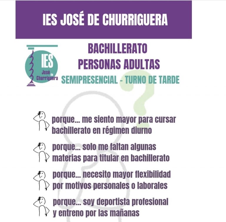 Bachillerato de Personas Adultas: ¡Abierta matrícula hasta el 15 de septiembre!