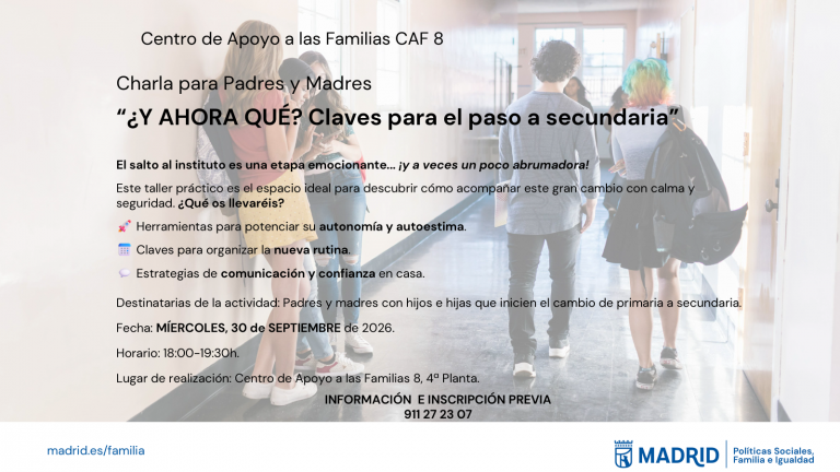Charla: «¿Y AHORA QUÉ? Claves para el paso a secundaria»