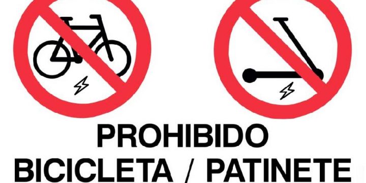 Prohibido bicicletas y patinetes eléctricos