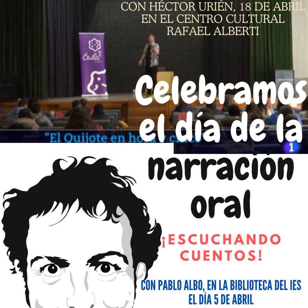 Celebramos el día de la narración oral con el Encuentro con PABLO ALBO, en la biblioteca. El 5 de abril.
