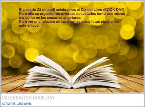 Celebrating Book Day, Activities 23RD April