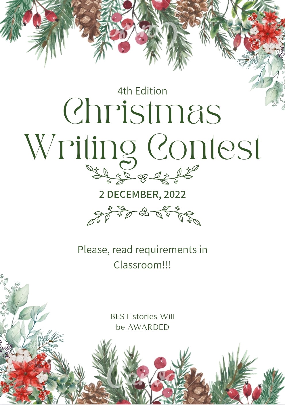 CHRISTMAS WRITING CONTEST 2022