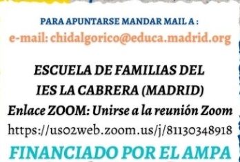 Empieza «Escuela de Familias». Financiado por la AMPA del IES de La Cabrera