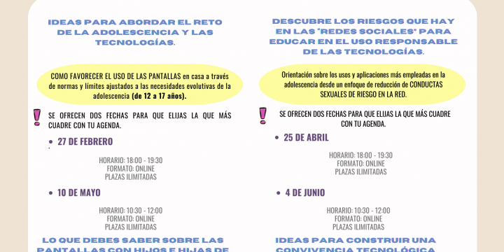 Nuevas fechas sobre las charlas online para promover la salud digital