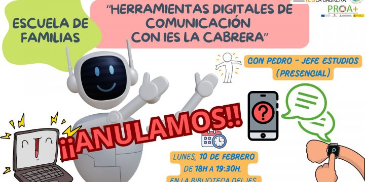 anulada!! ESCUELA DE FAMILIAS: «Herramientas digitales de comunicación con el IES»