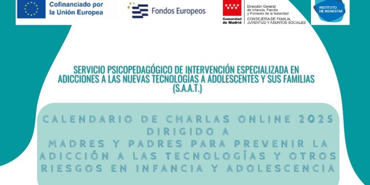Próximas charlas online del servicio psicopedagógico adicciones tecnólógicas