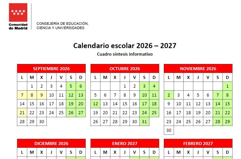 CALENDARIO ESCOLAR DEL CURSO 2026-2027