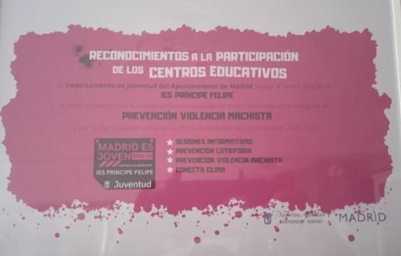 Premios Juventud Ayuntamiento de Madrid a Centros Educativos. Nuestro IES ha sido premiado.