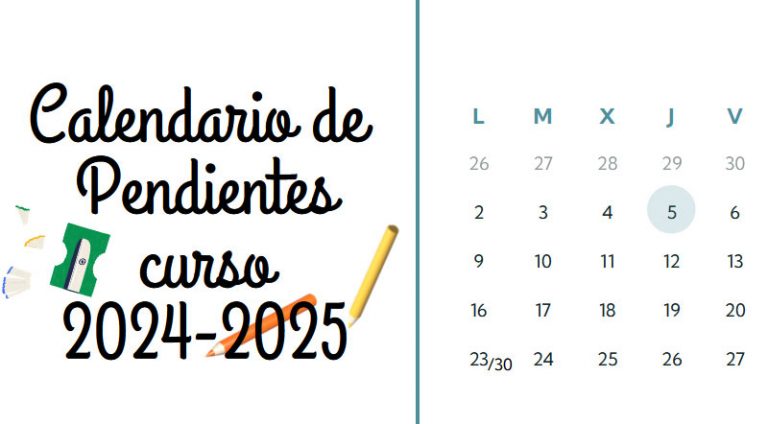 Calendario de pendientes. Curso 2024-2025